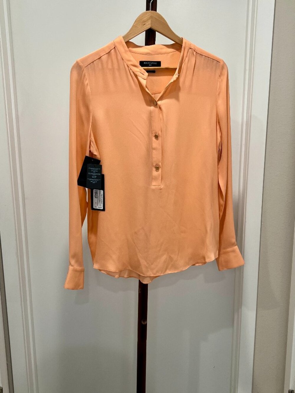 NWT Marciano - "Mariella" Silk Georgette Tunic Top Size Small - Peach